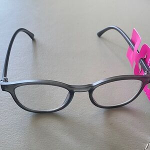 Matte Gray  Oval Reading Glasses +2.50
